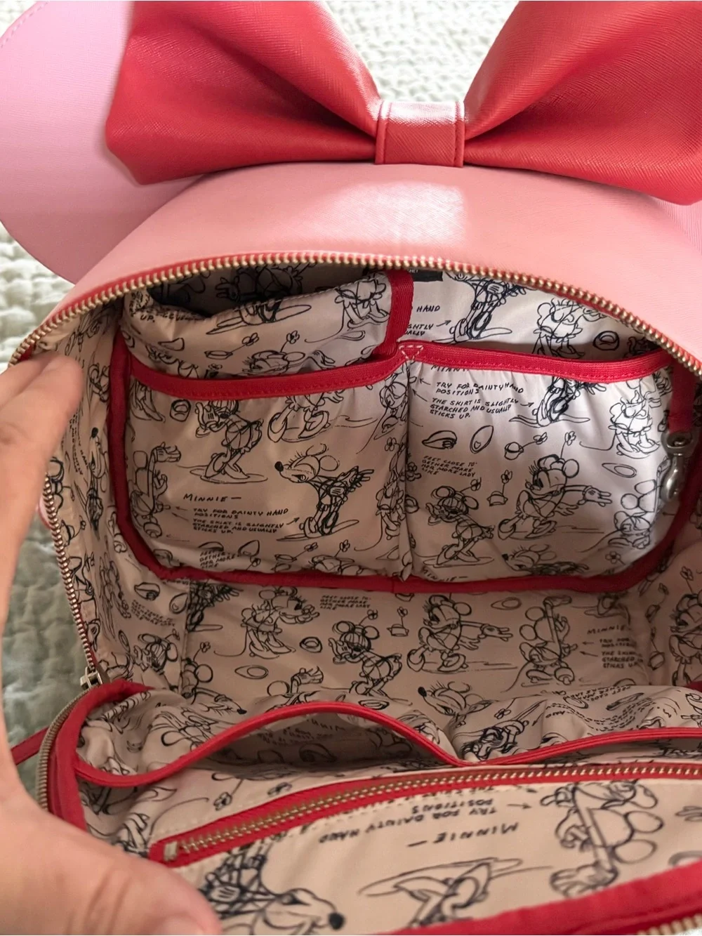 Freshly Picked Disney Pink and Red Bow Ear Diaper Bag Backpack
